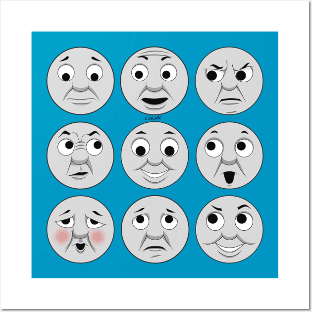 The many faces of Thomas the Tank Engine Wall Art by corzamoon